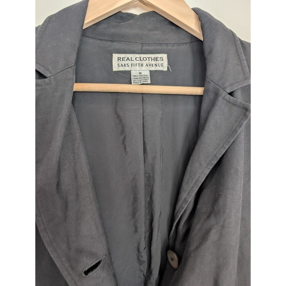 Vintage Black 100% Silk Blazer 90s Minimalist Fluid Classic Work CBK Timeless - Picture 6 of 8